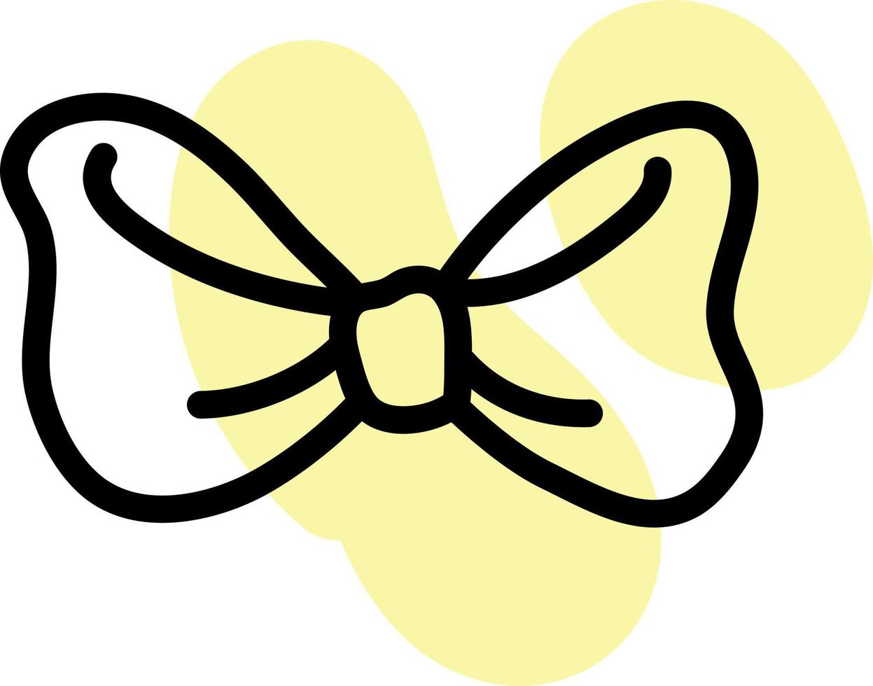 Bright yellow bow, icon illustration, vector on white background