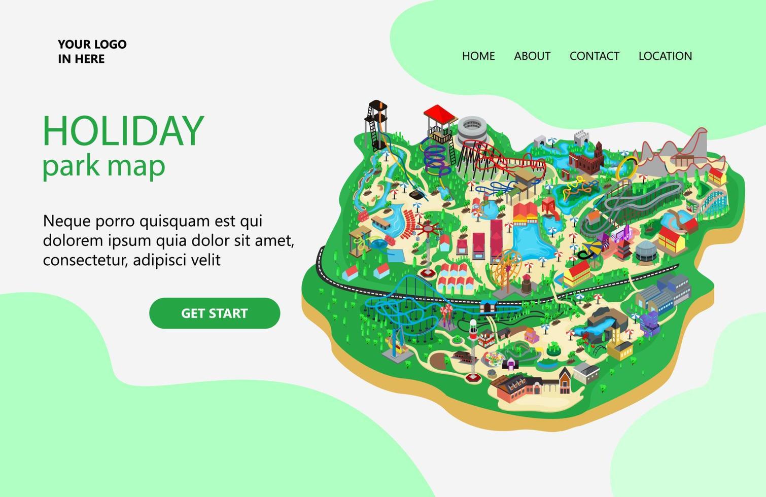 Illustration of a playground map for a family vacation Suitable for landing page, flyers, Infographics, And Other Graphic Related Assets-vector vector