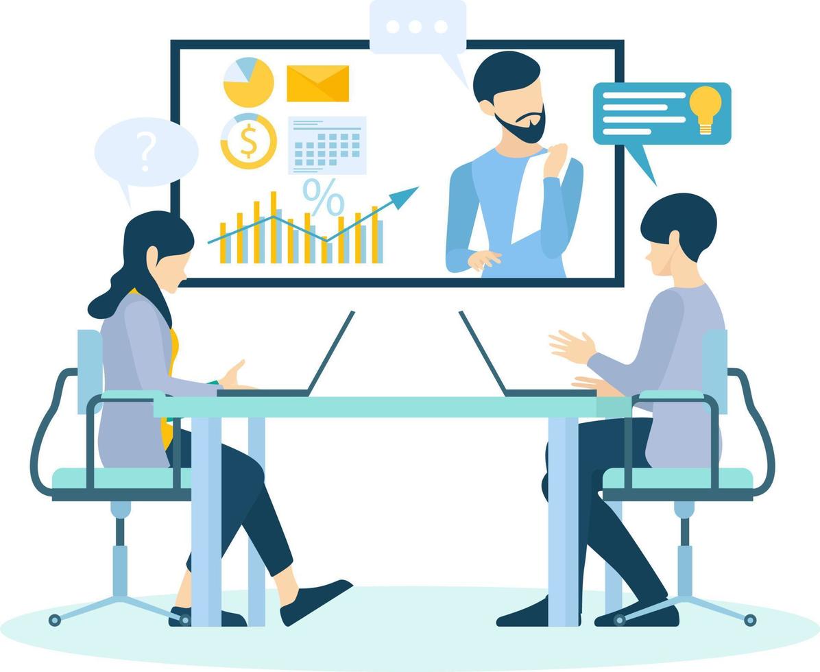 Illustration of a time worker meeting, discussing business growth Suitable for landing page, flyers, Infographics, And Other Graphic Related Assets-vector vector