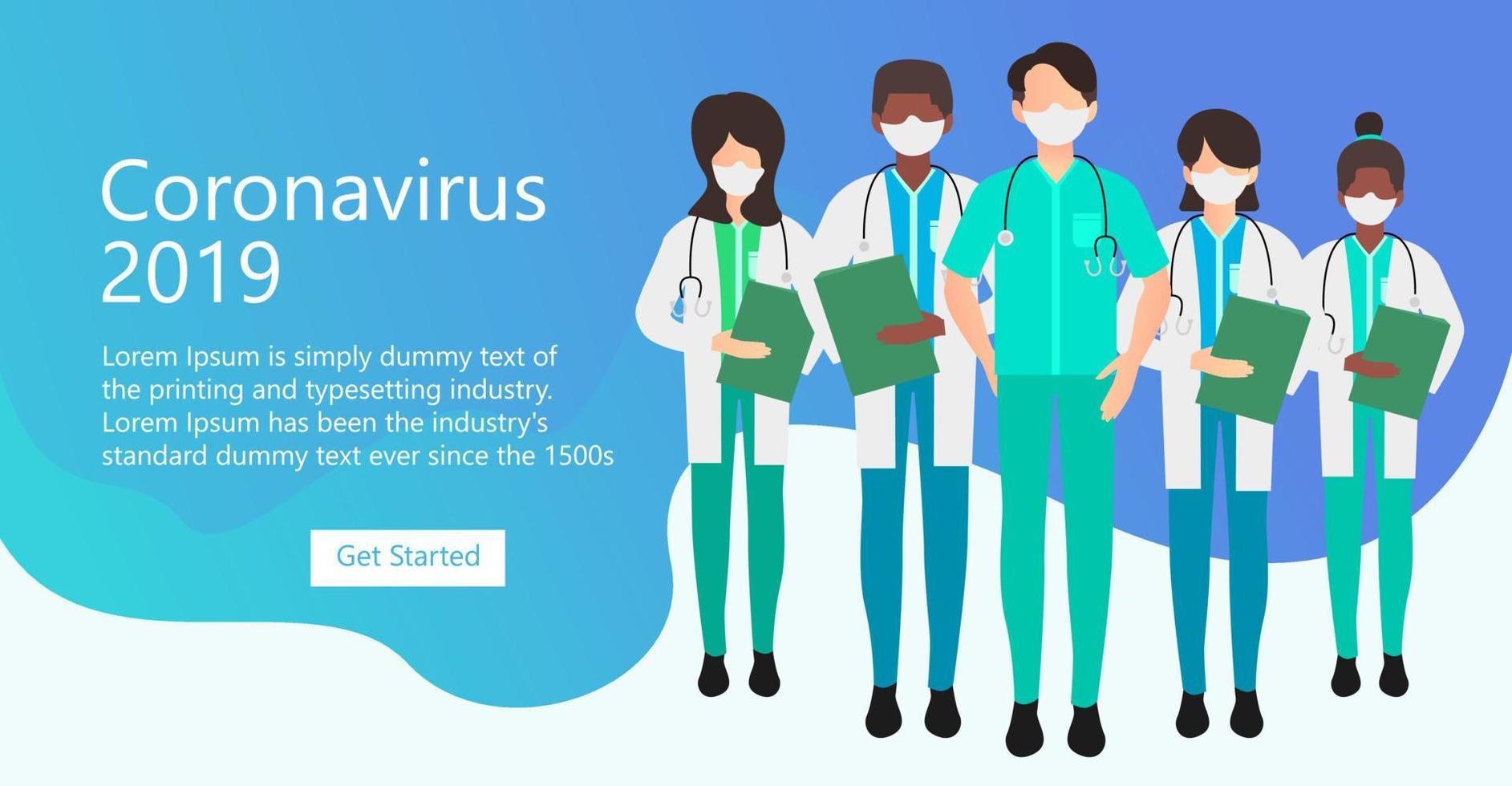 Illustration of health workers with masks on their faces Suitable for landing page, flyers, Infographics, And Other Graphic Related Assets-vector vector