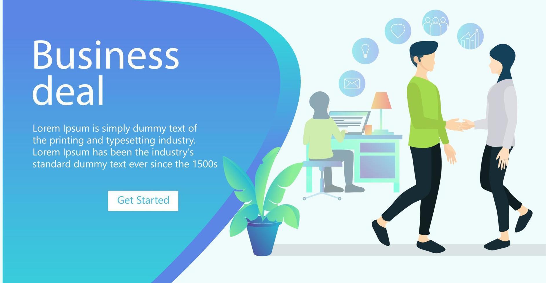 Illustration of a business cooperation agreement sign greeting Suitable for landing page, flyers, Infographics, And Other Graphic Related Assets-vector vector
