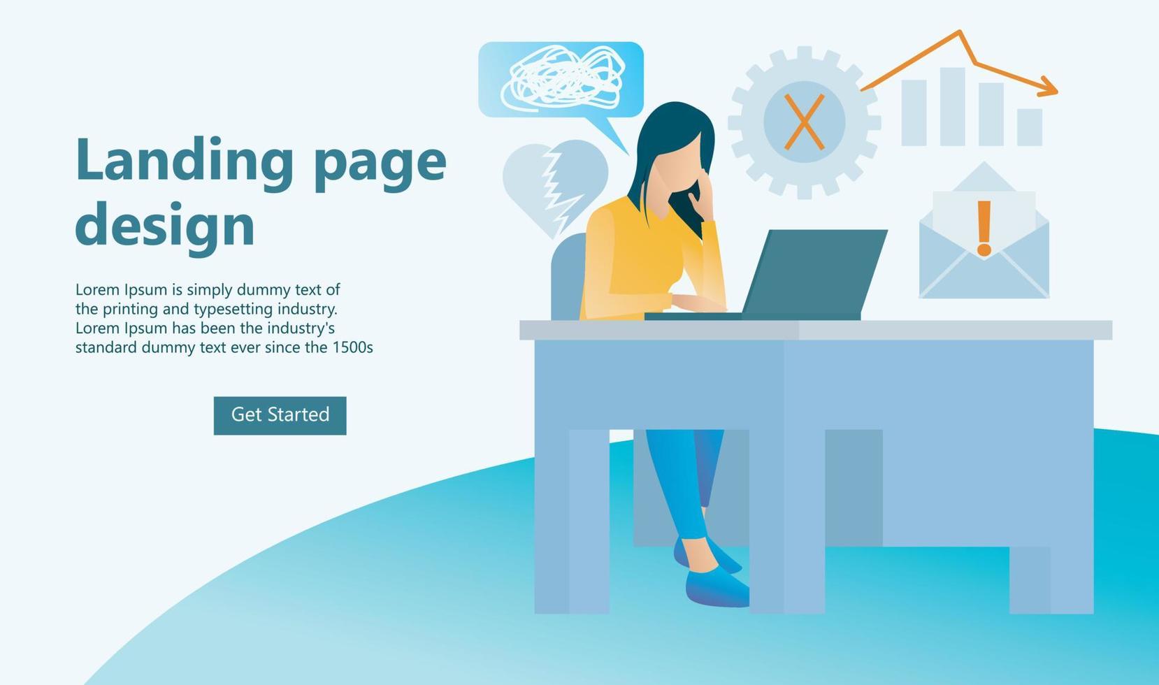Illustration of sad woman seeing unsuccessful business growth Suitable for landing page, flyers, Infographics, And Other Graphic Related Assets-vector vector