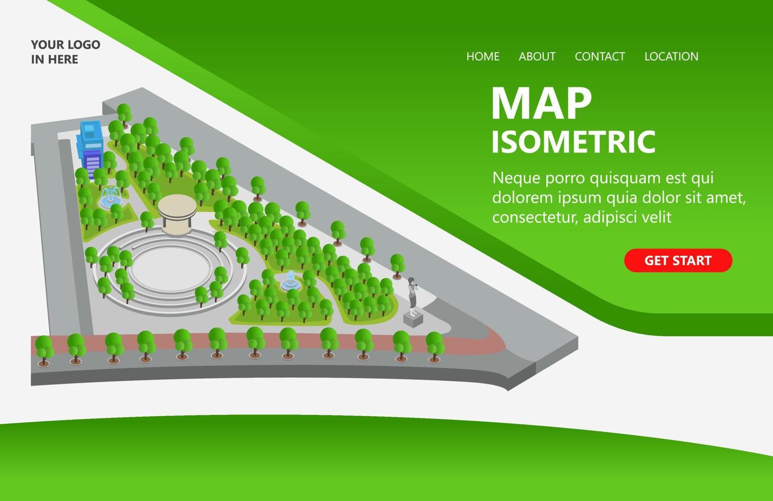 ilustración de un hermoso mapa de ubicación del parque de la ciudad adecuado para la página de destino, volantes, infografías y otros activos gráficos relacionados con el vector