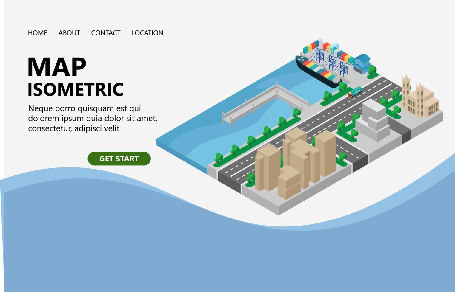 Illustration of a warehouse map at the port Suitable for landing page, flyers, Infographics, And Other Graphic Related Assets-vector vector