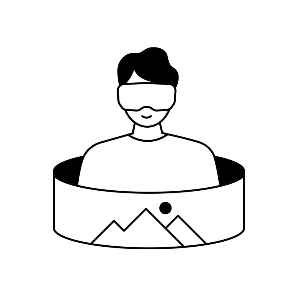Man wearing virtual reality glasses. VR AR icon vector