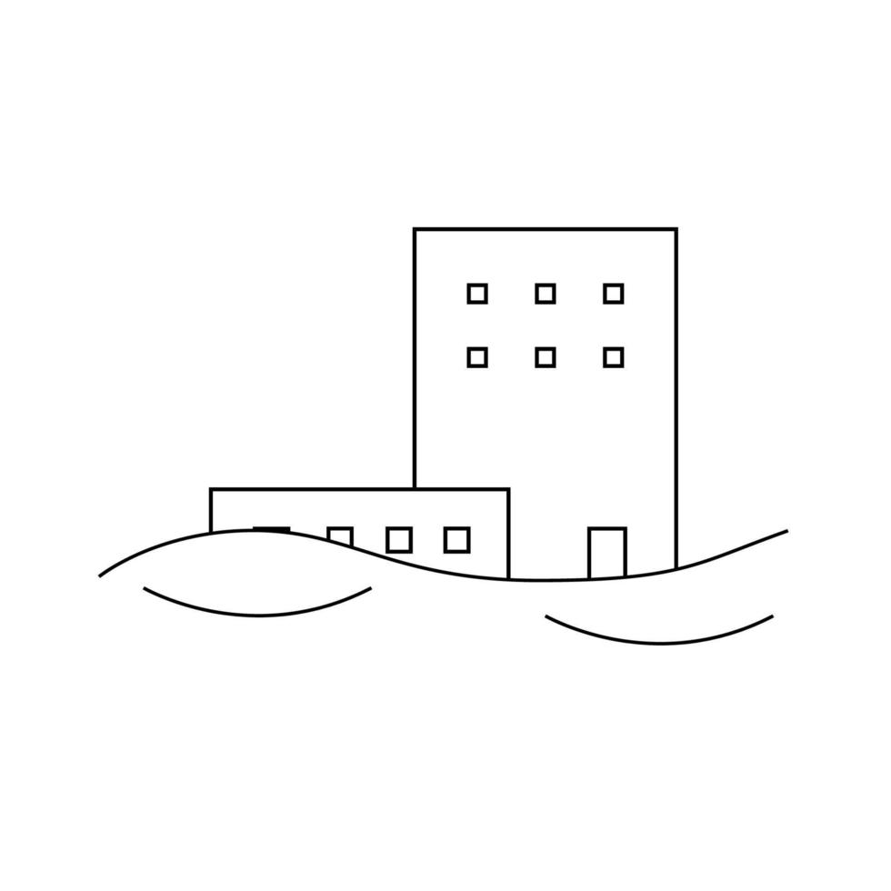 Flooding of houses due to rising sea levels. Flooded city icon. vector