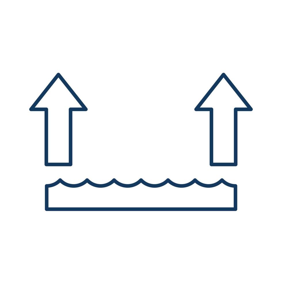 Icon of water evaporation under the influence of the sun. The global problem with rising sea levels. vector