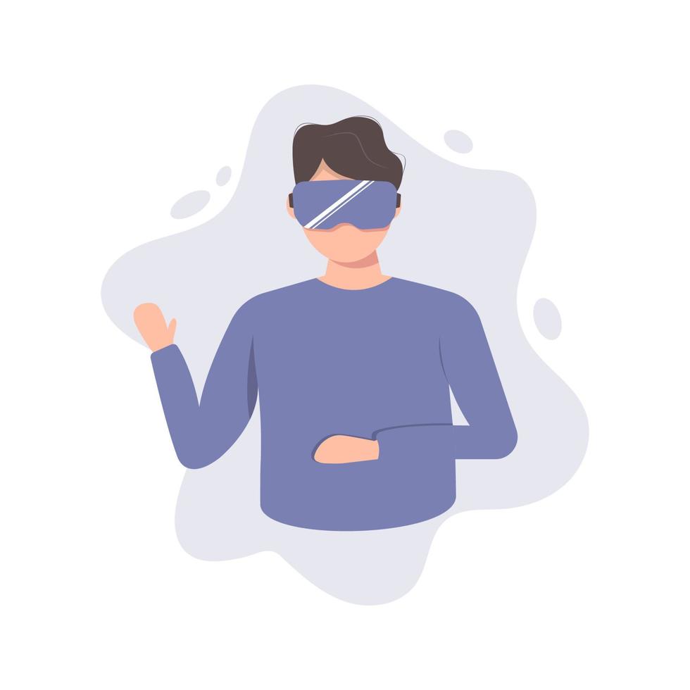 Man in virtual reality glasses. Virtual reality concept. Metaverse illustration vector