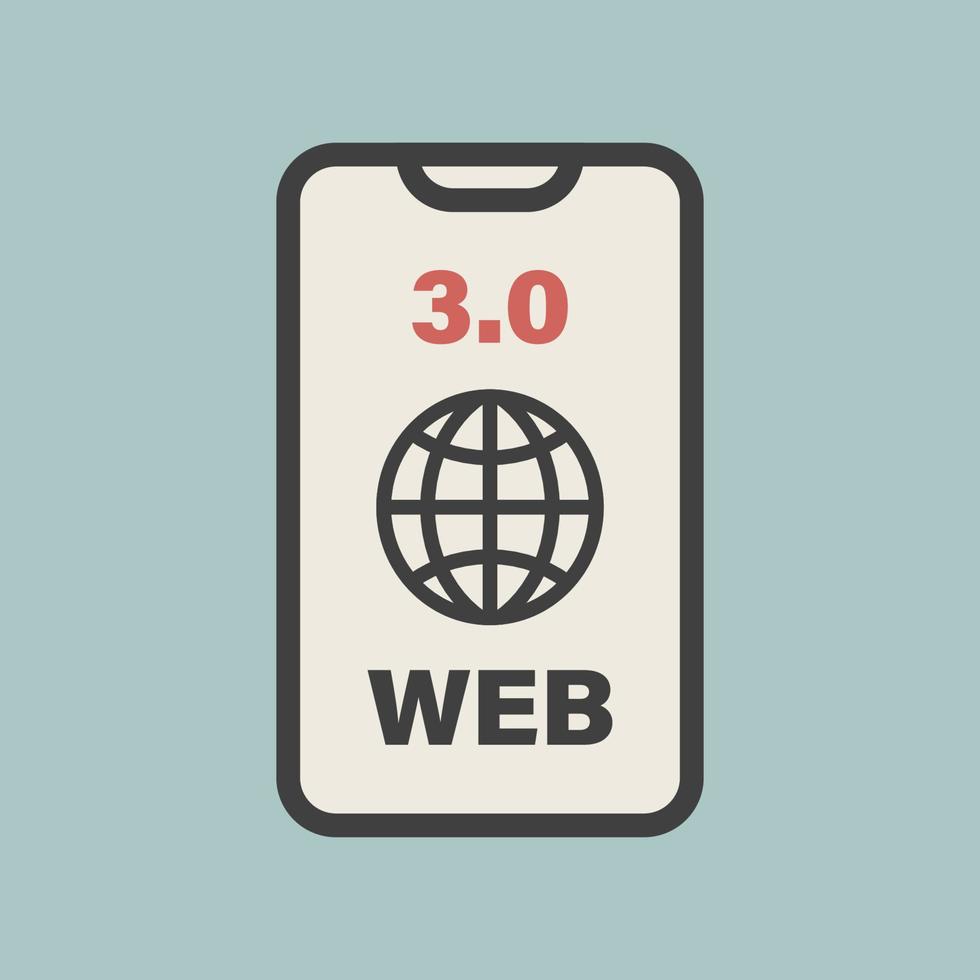 internet 3.0. icono de teléfono con tecnología web 3.0 avanzada. vector