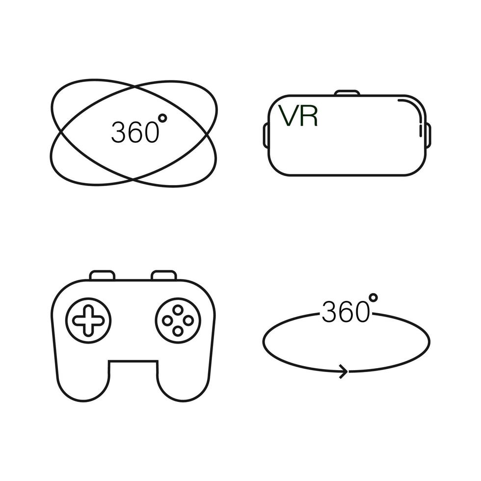 Virtual reality icon set. Devices for games vector