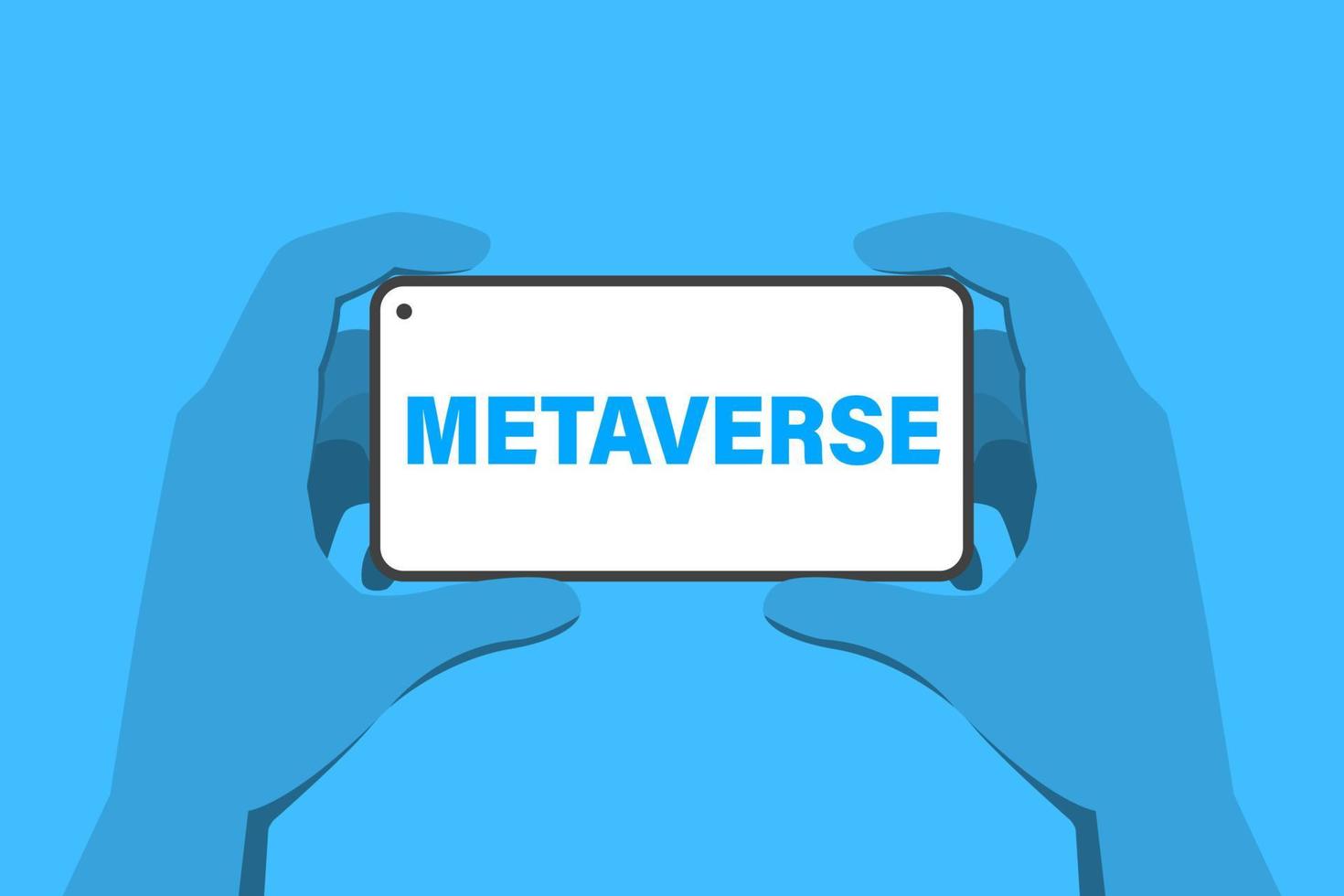 Phone in hands that connects to the metaverse. Banner suitable for posters, banners, applications and web pages vector