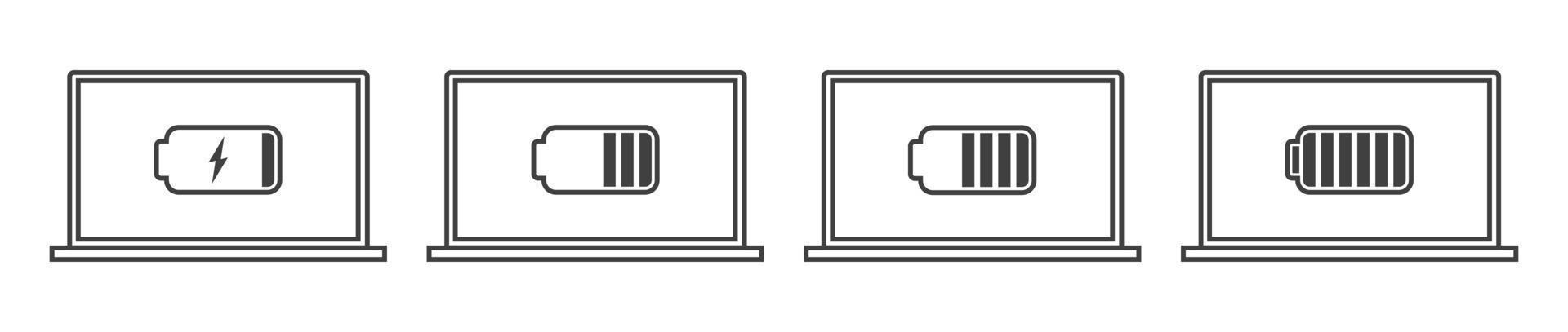 Set of level power in laptop vector