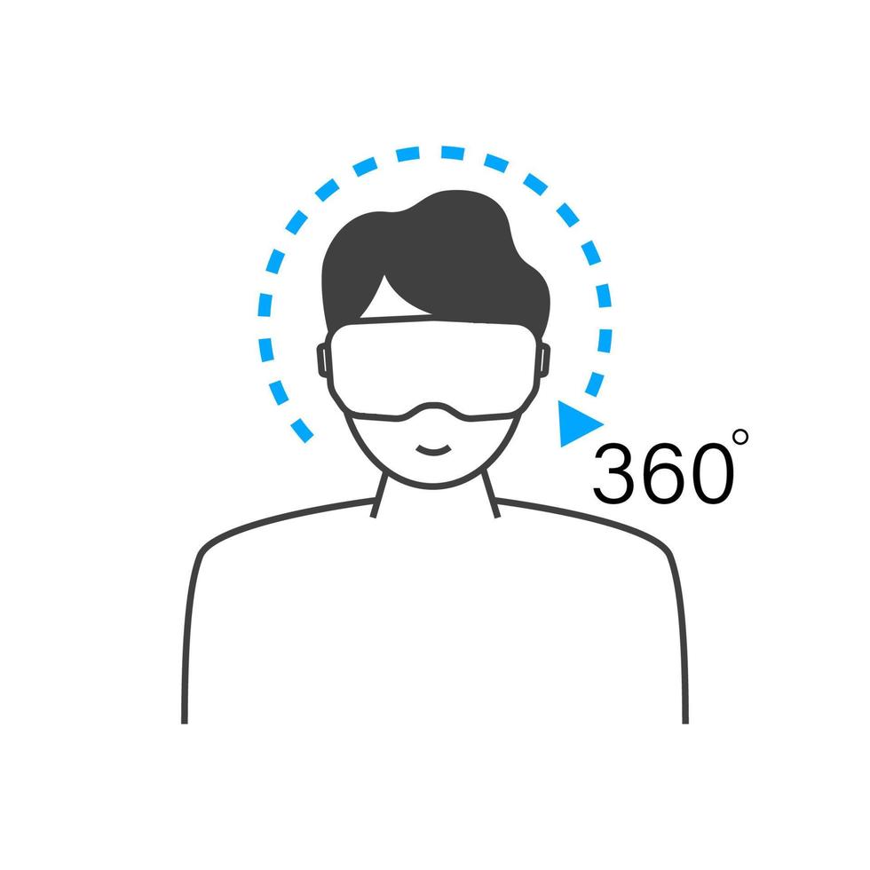 Metaverse lline icon with man in VR glasses, Virtual reality, Futuristic Cyber vector