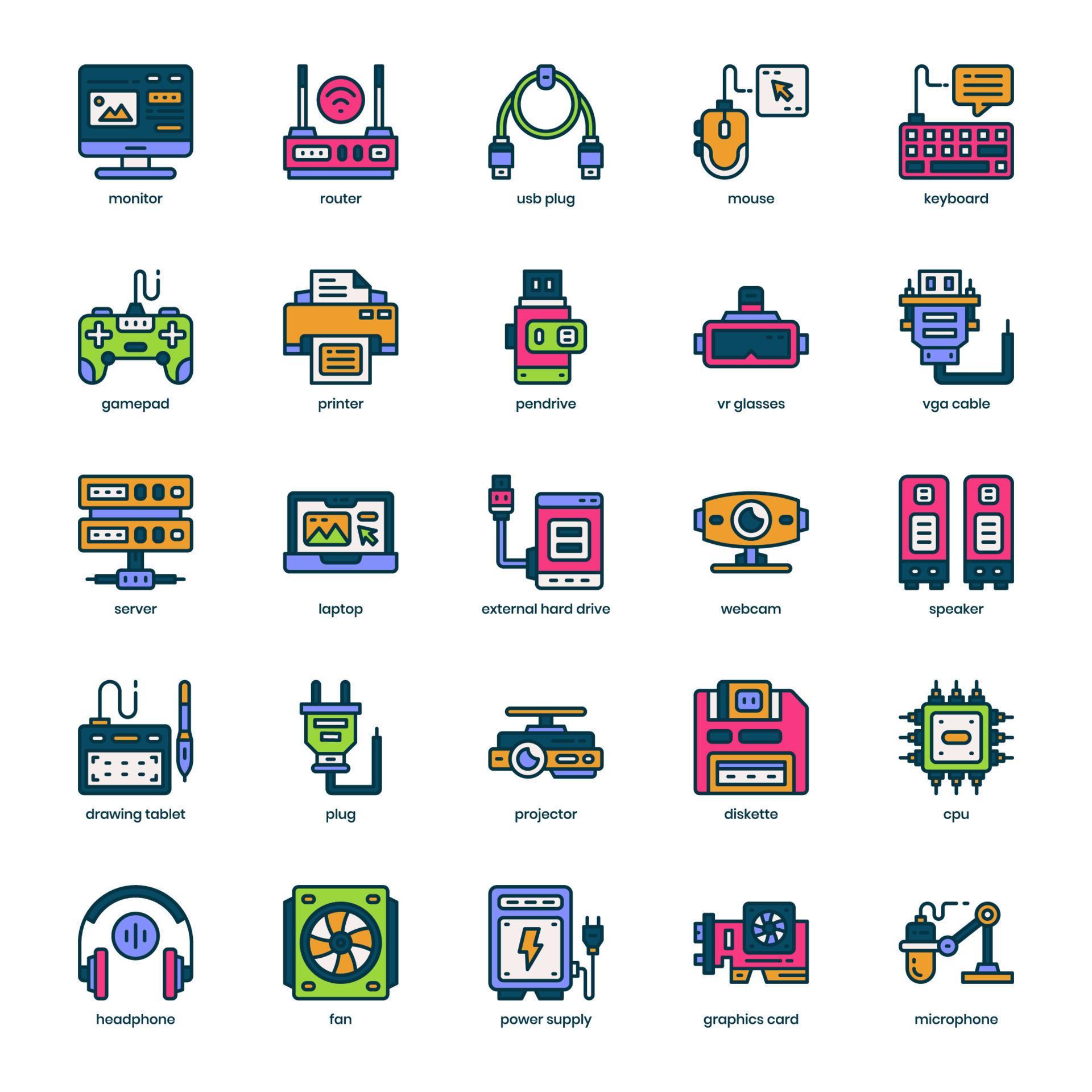 Computer Hardware icon pack for your website design, logo, app, and