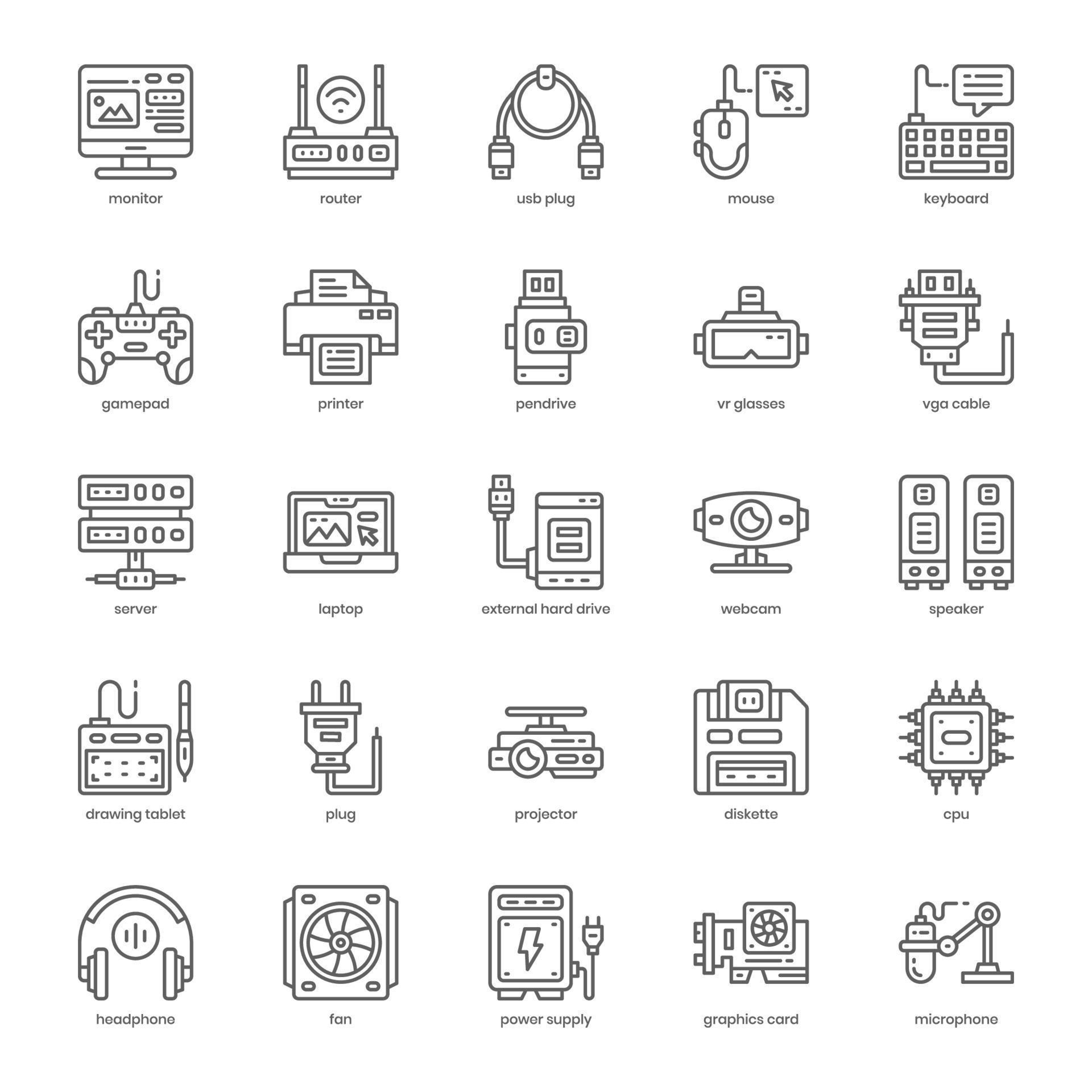 Computer Hardware icon pack for your website design, logo, app, and