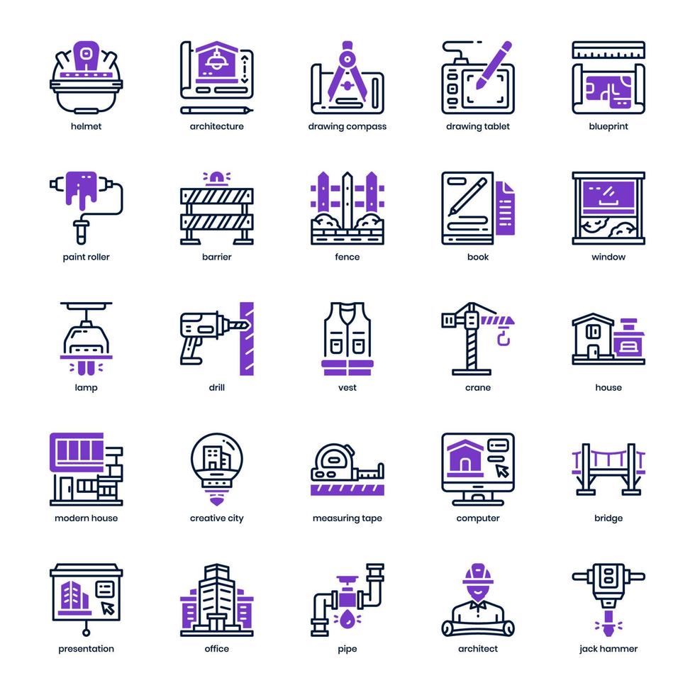Architecture icon pack for your website design, logo, app, and user interface. Architecture icon mixed line and solid design. Vector graphics illustration and editable stroke.
