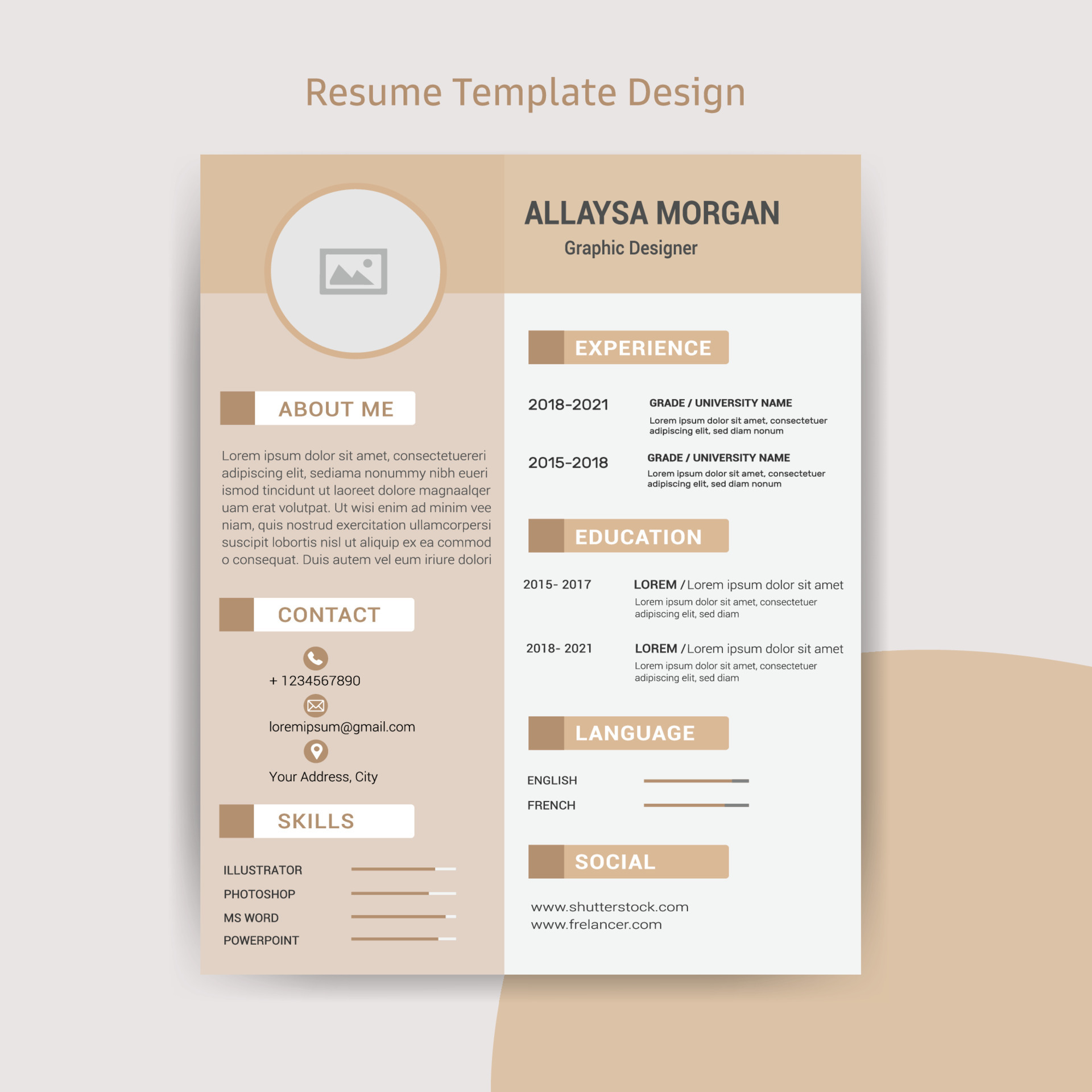 Resume Template Design 13782873 - Resume Template Design Free Vector