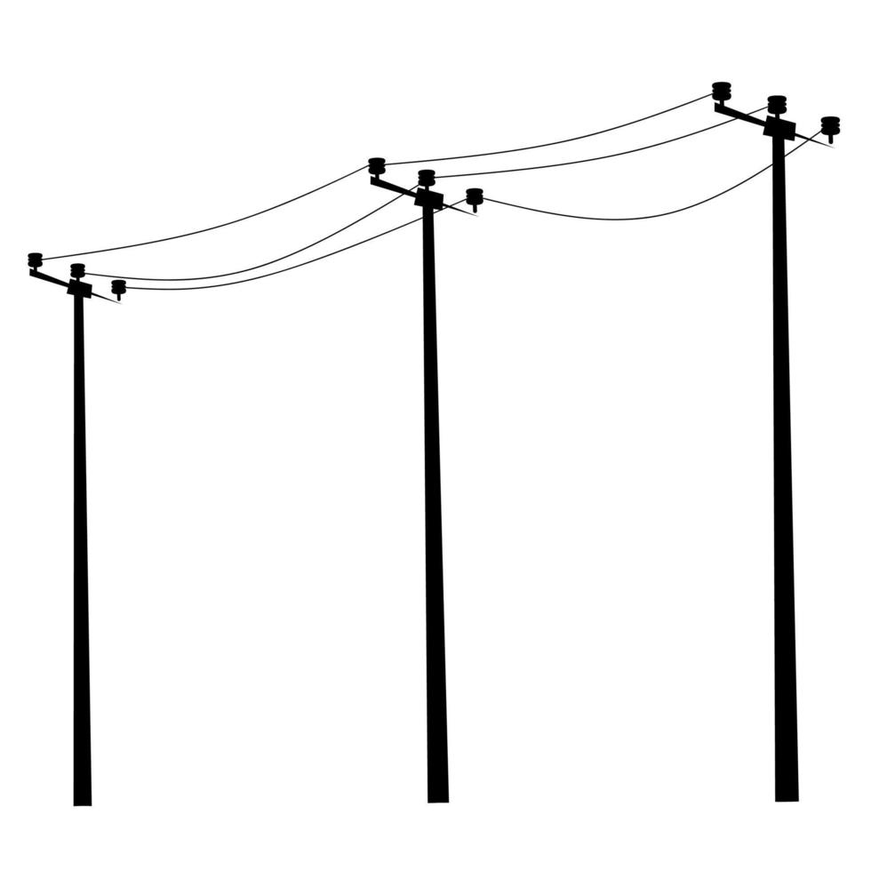 ilustración vectorial de un poste de energía de alto voltaje. cables de canal de luz sobre un fondo blanco. ideal para logotipos de flujo. vector