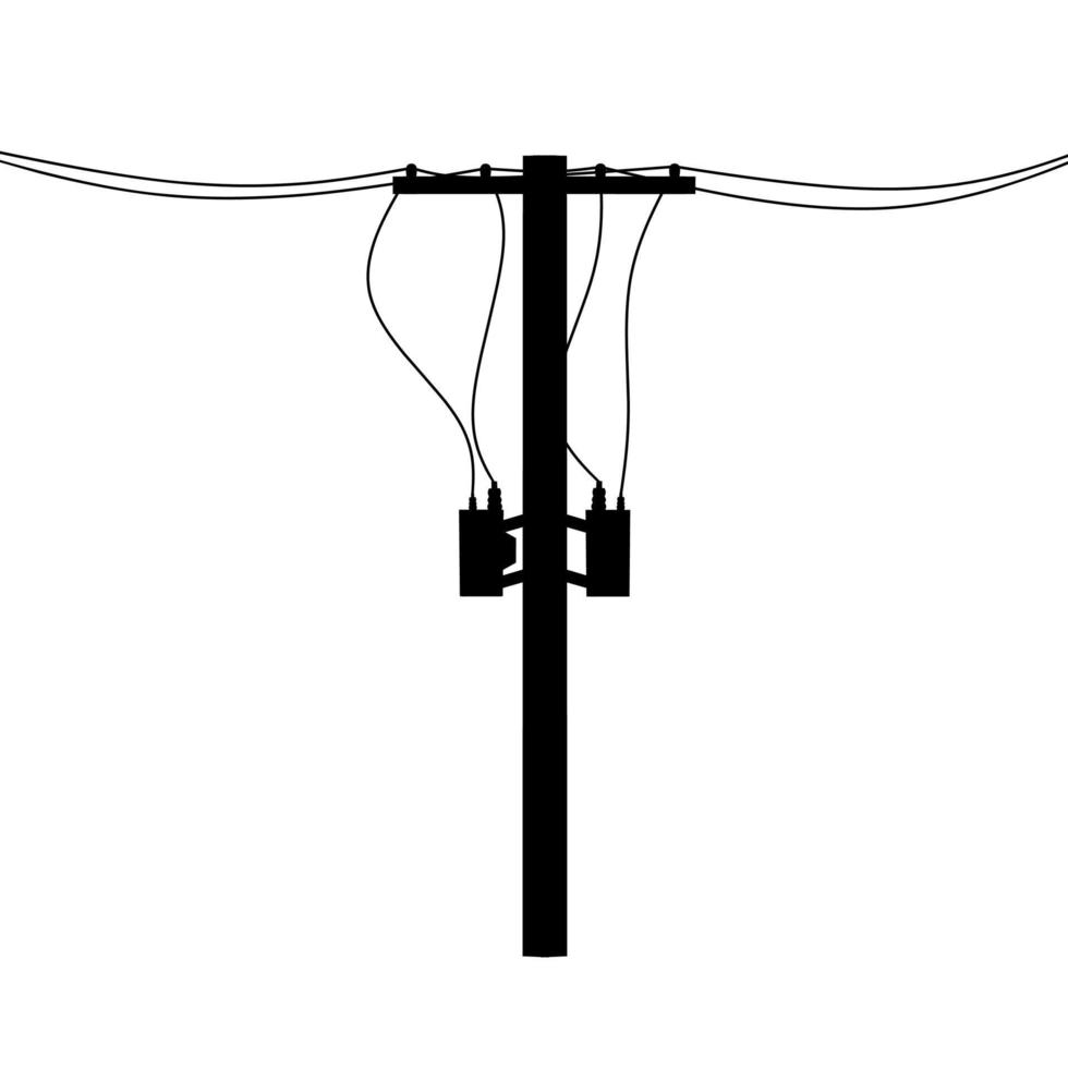 vector de poste eléctrico. línea de cable de alta tensión. ideal para logotipos de riesgo de descarga eléctrica.