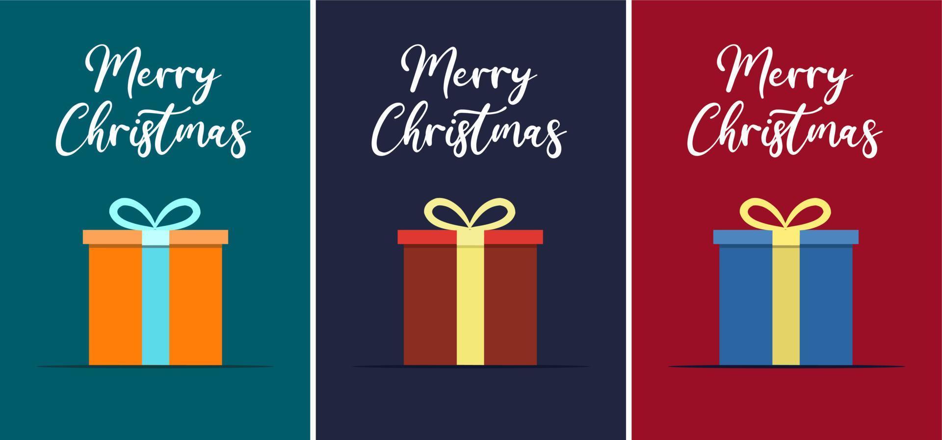 Christmas greeting cards with gift vector