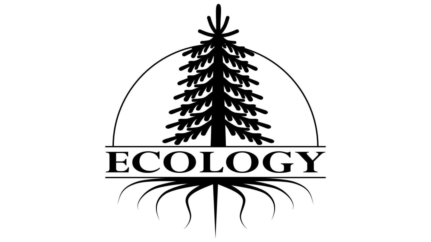 abeto con raíces símbolo ecológico vector