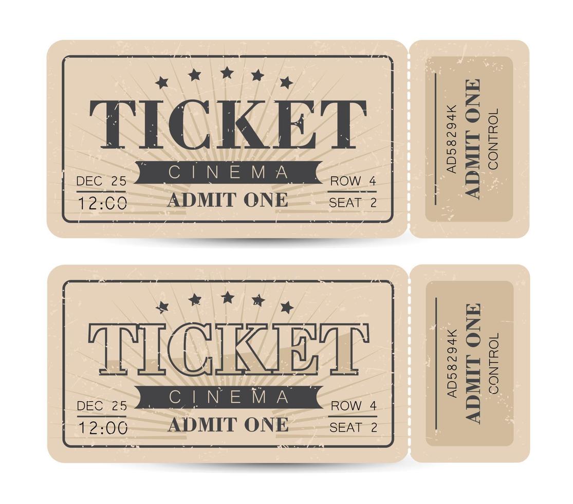 Retro movie tickets. Cinema tickets vintage. Vector template