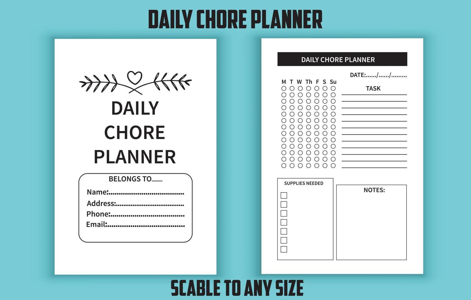 Daily chore planner editable template vector