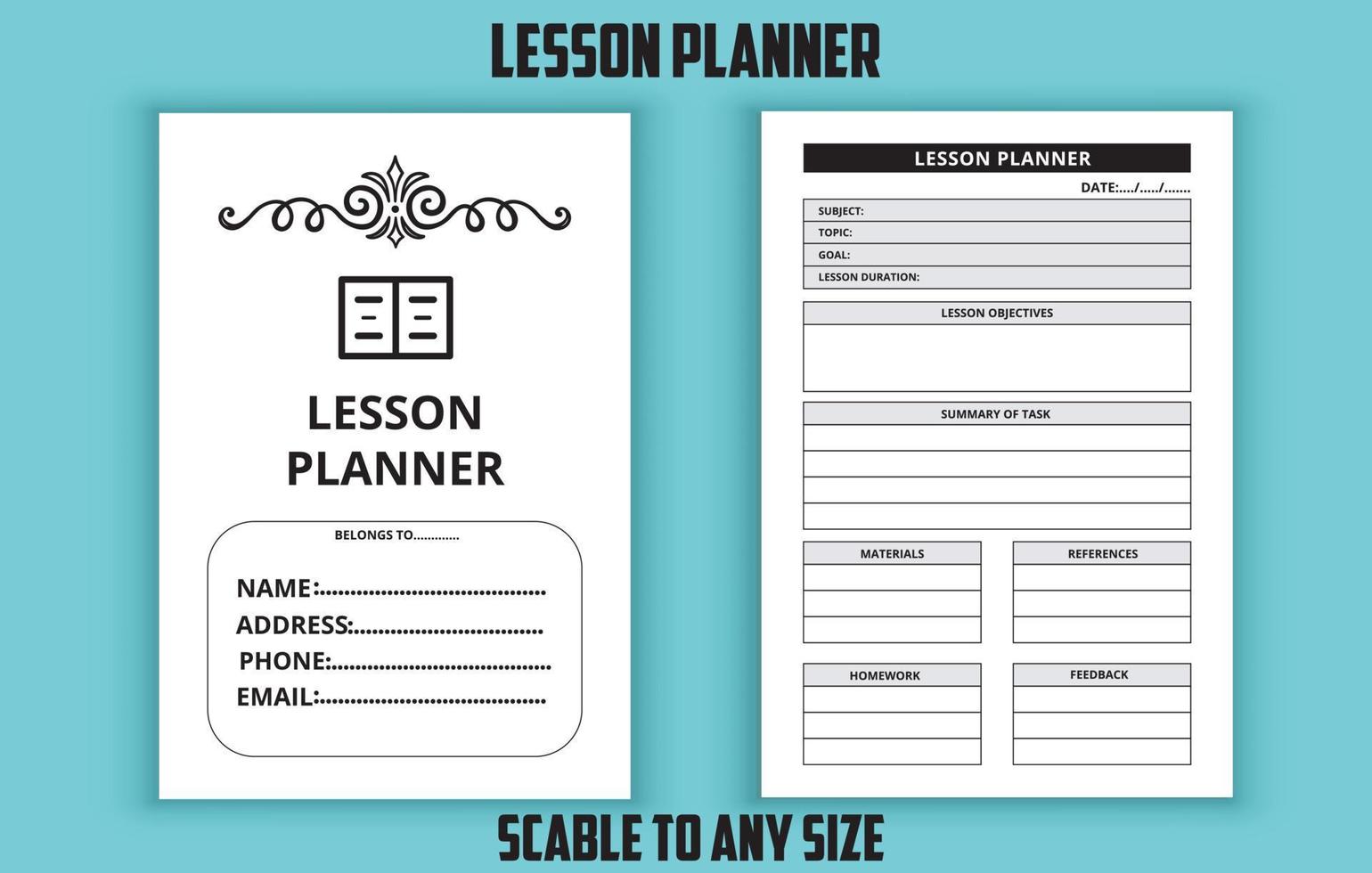 Lesson planner study planner editable template vector