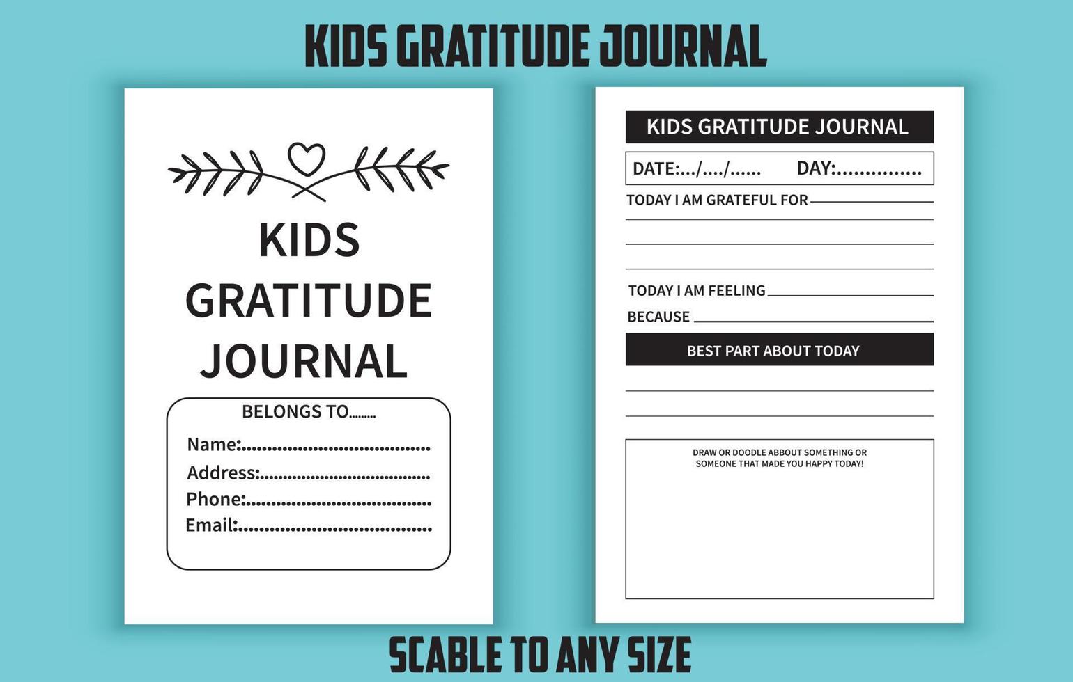 Kids gratitude journal editable template vector