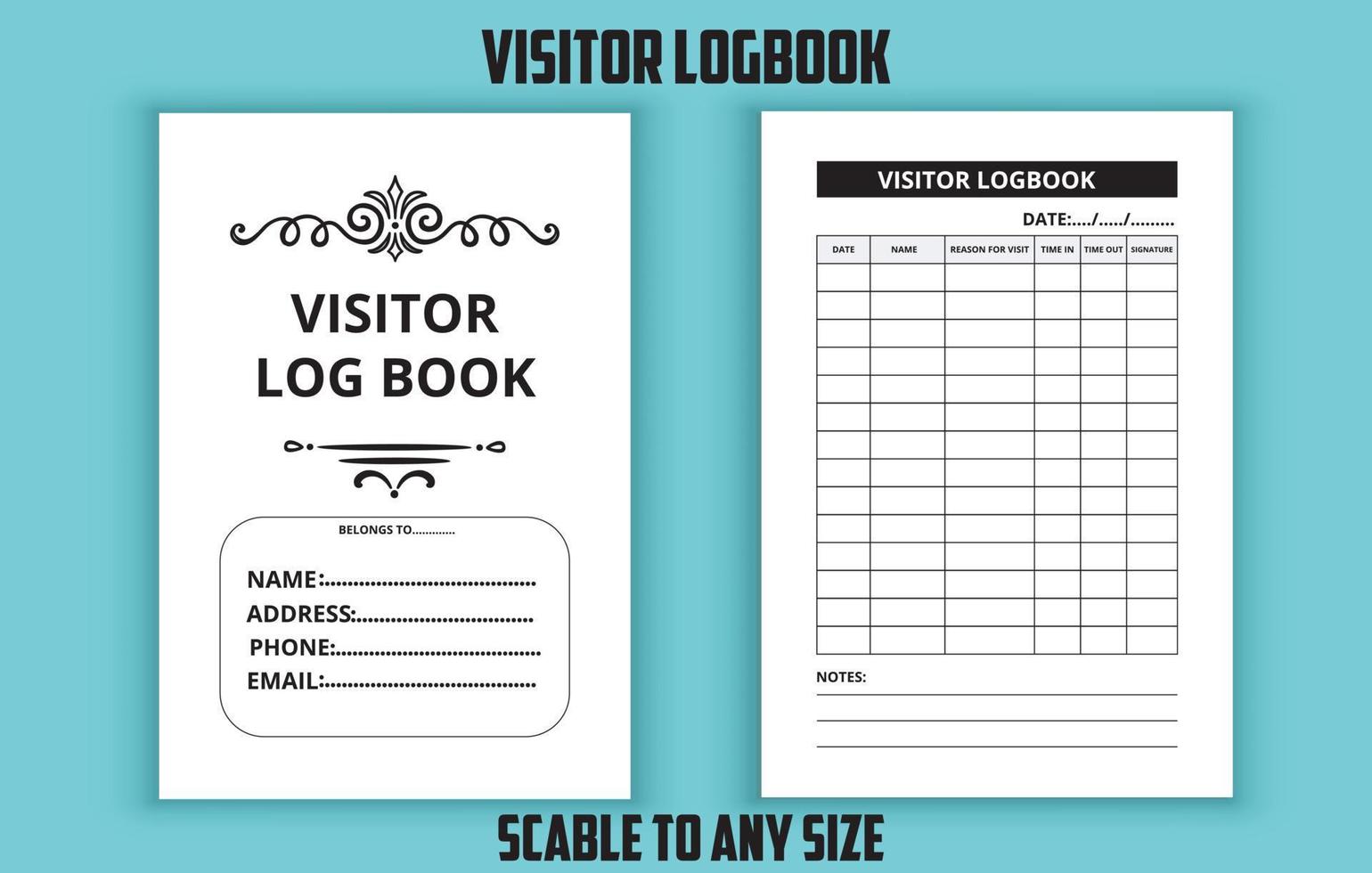 plantilla editable del libro de registro de visitantes vector