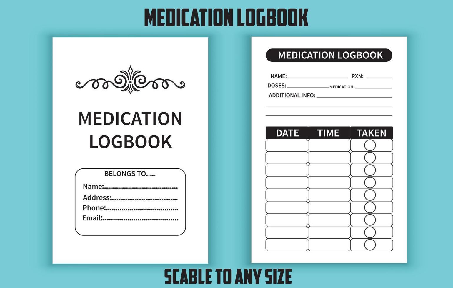 plantilla editable de libro de registro de medicamentos vector