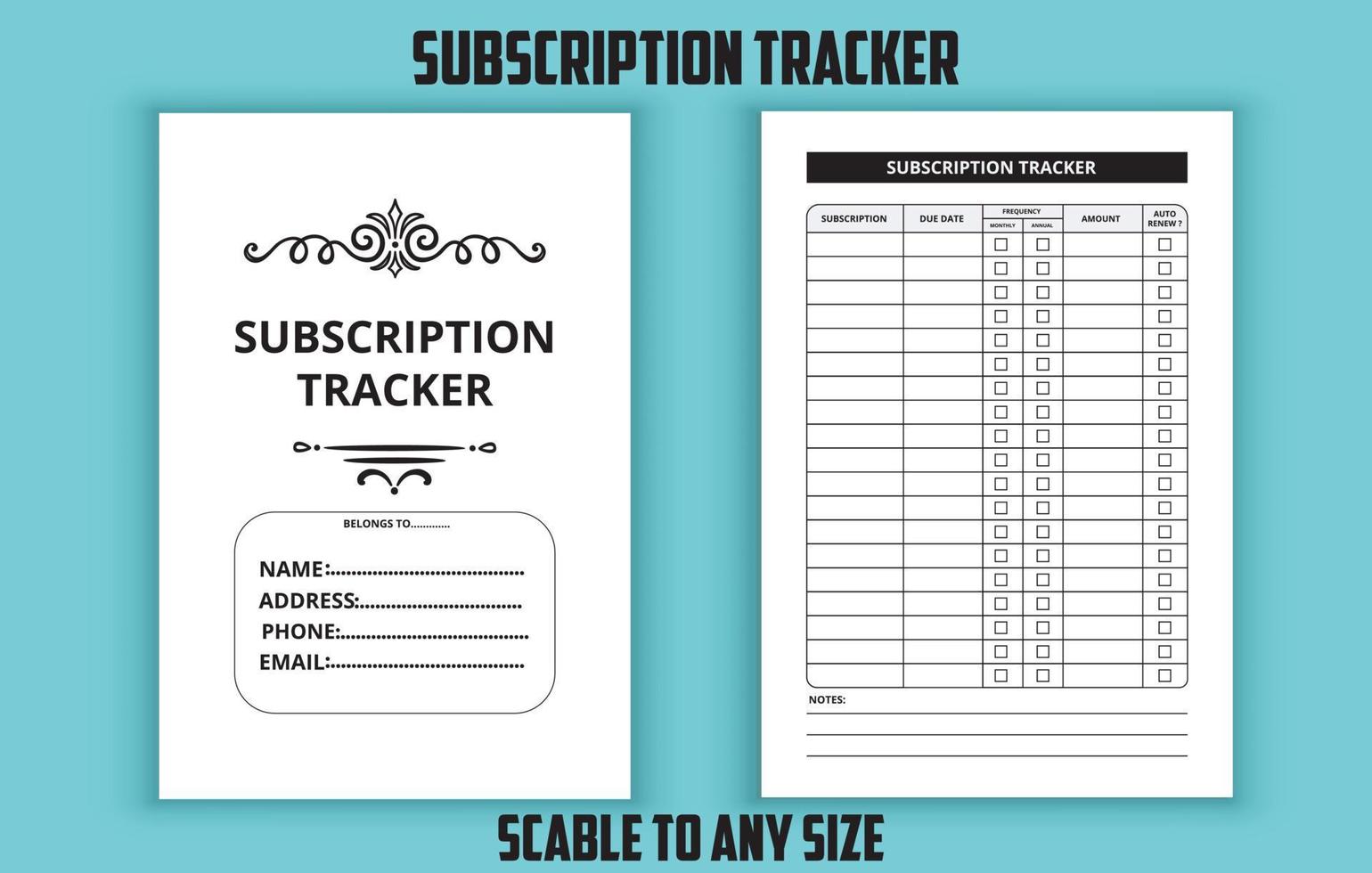 Subscription tracker editable template vector