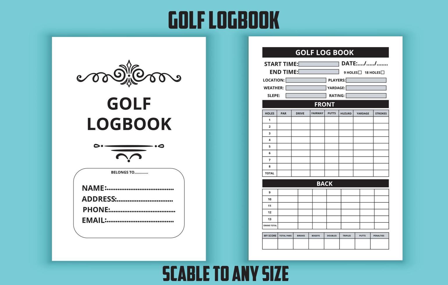 Golf logbook editable template vector