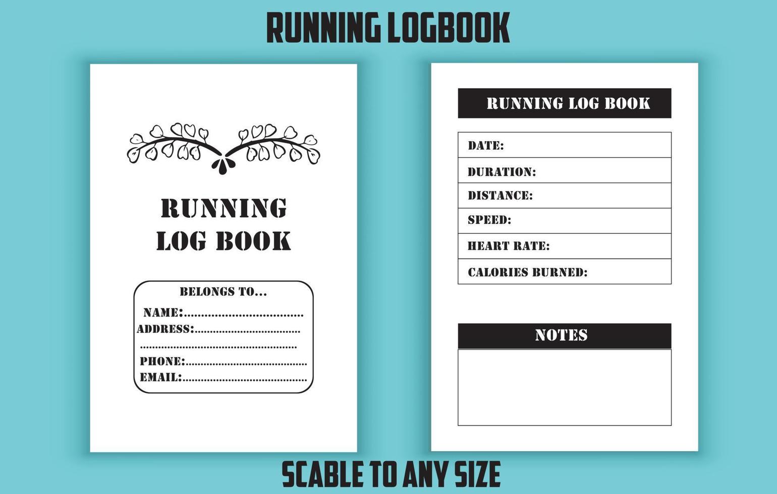 Running logbook editable template vector