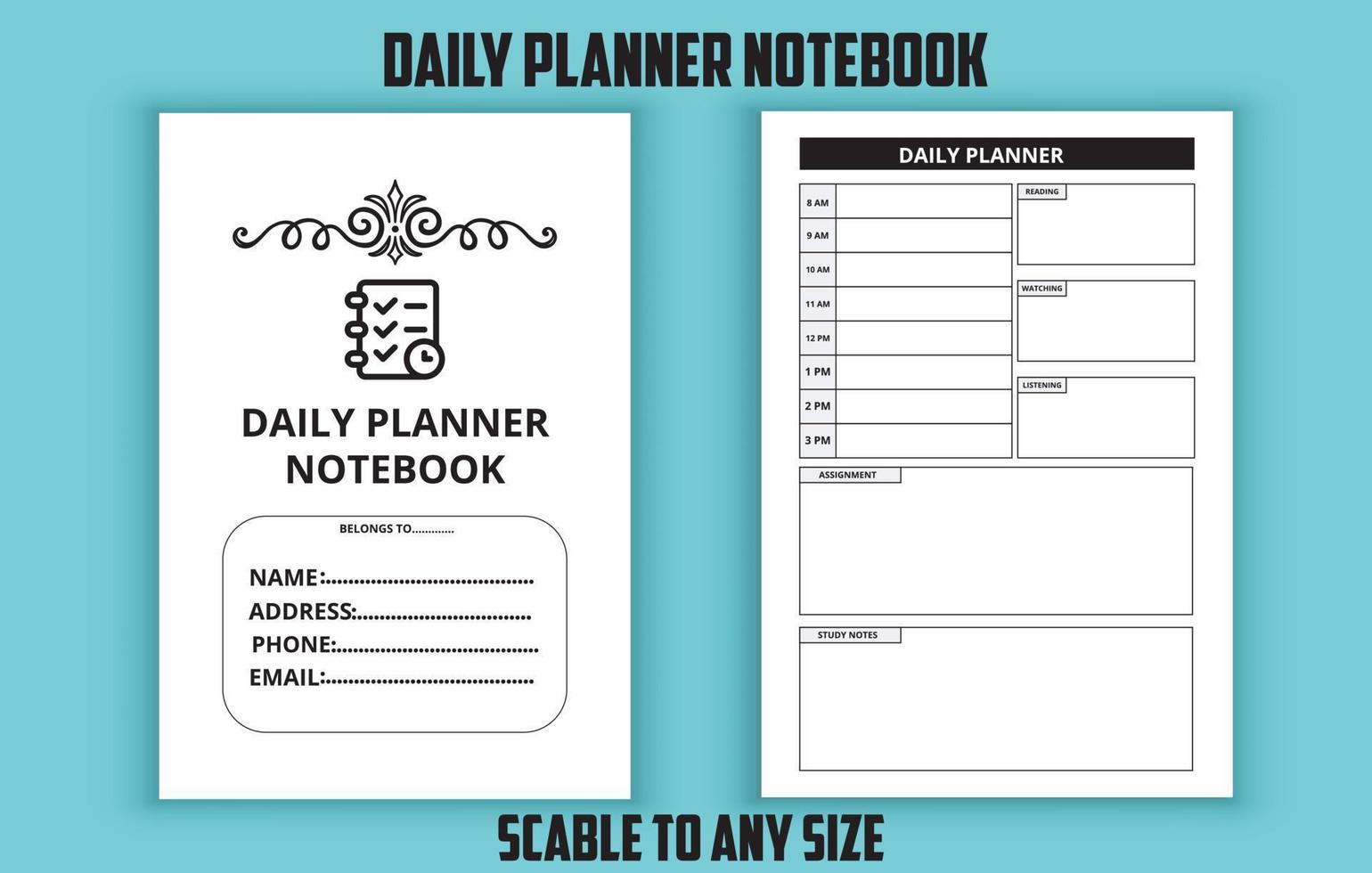 plantilla editable de cuaderno de planificador diario vector