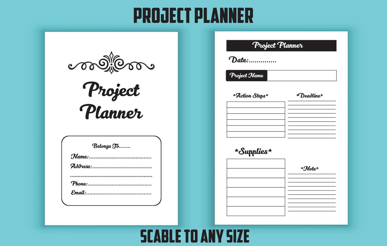 Project planner editable template vector