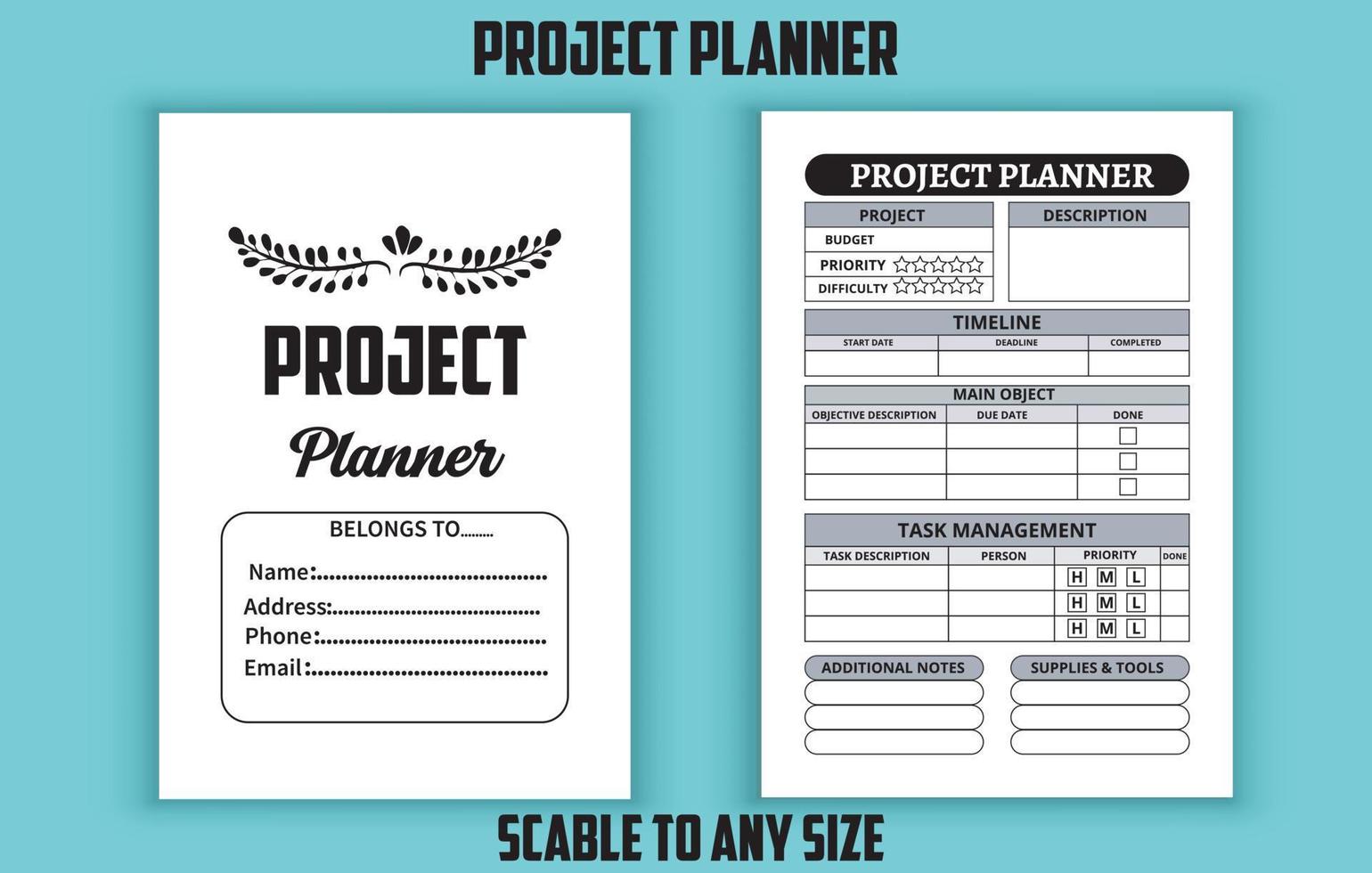 Project planner editable template vector