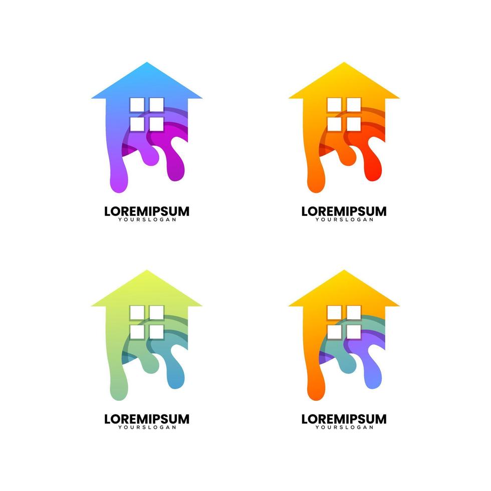 home paint gradient logo design vector