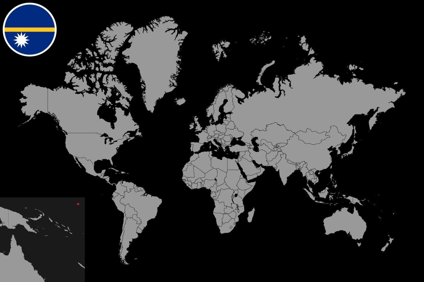 pin mapa con la bandera de nauru en el mapa mundial. ilustración vectorial vector