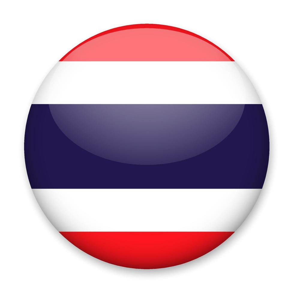 bandera de tailandia en forma de botón redondo con un ligero resplandor y una sombra. el símbolo del día de la independencia, un recuerdo, un botón para cambiar el idioma en el sitio, un icono. vector