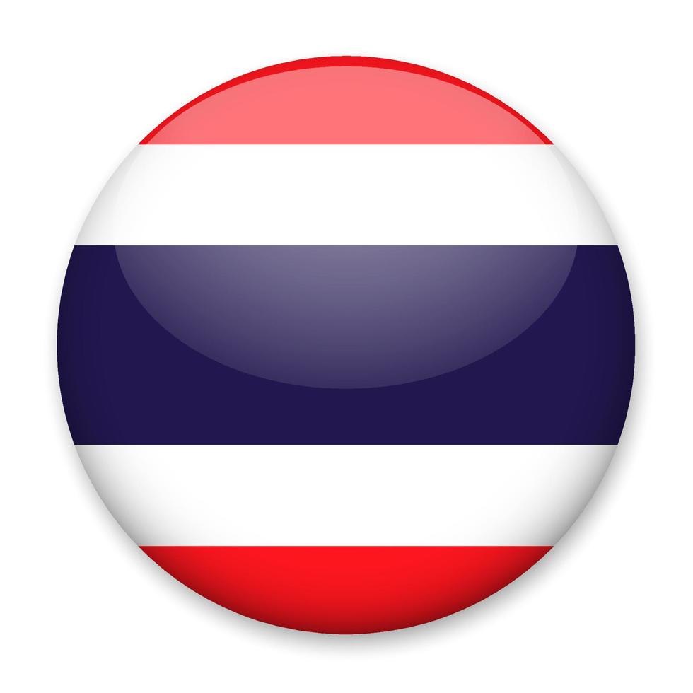 Flag of Thailand in the form of a round button with a light glare and a shadow. The symbol of Independence Day, a souvenir, a button for switching the language on the site, an icon. vector