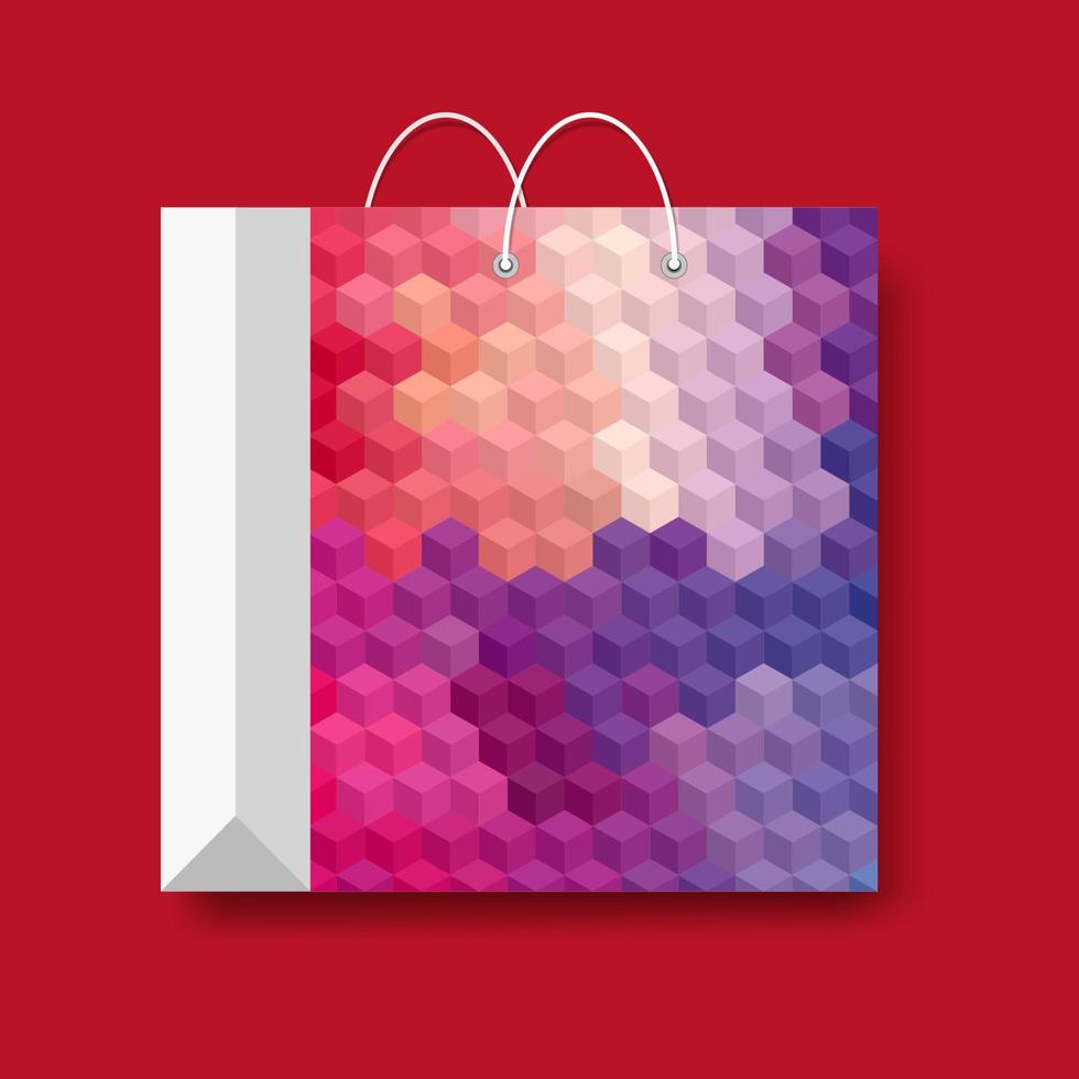 bolsa de papel de compras, símbolo de marketing vectorial aislado en un fondo rojo. vector