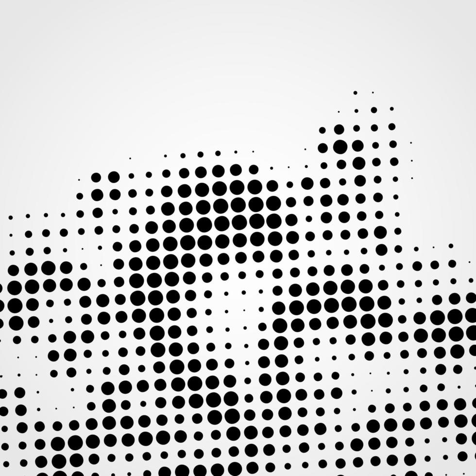 elemento de diseño de puntos negros vectoriales abstractos de semitono aislado en un fondo blanco. vector