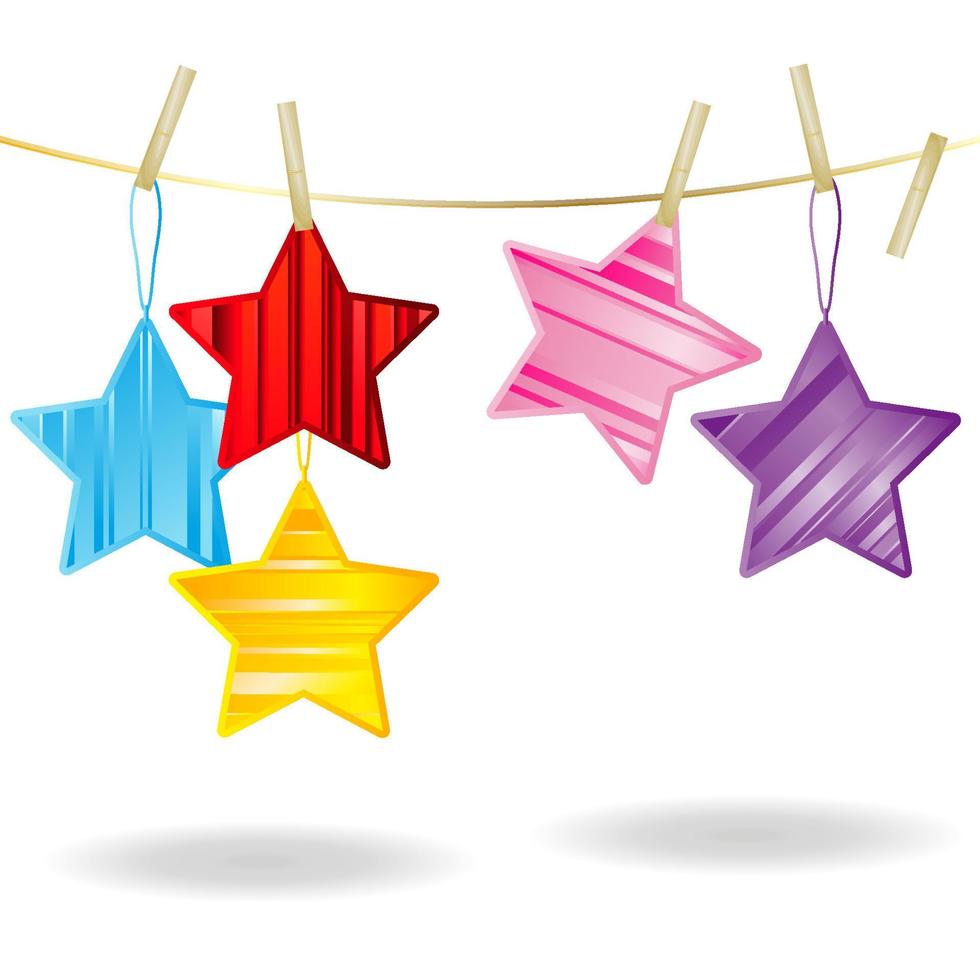 Colorful striped stars background, abstract vector design pattern, bright elements on a white background.