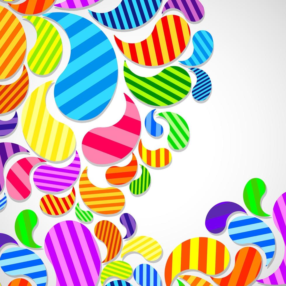 Bright striped colorful curved drops spray on a light background, vector color design, graphic illustration.