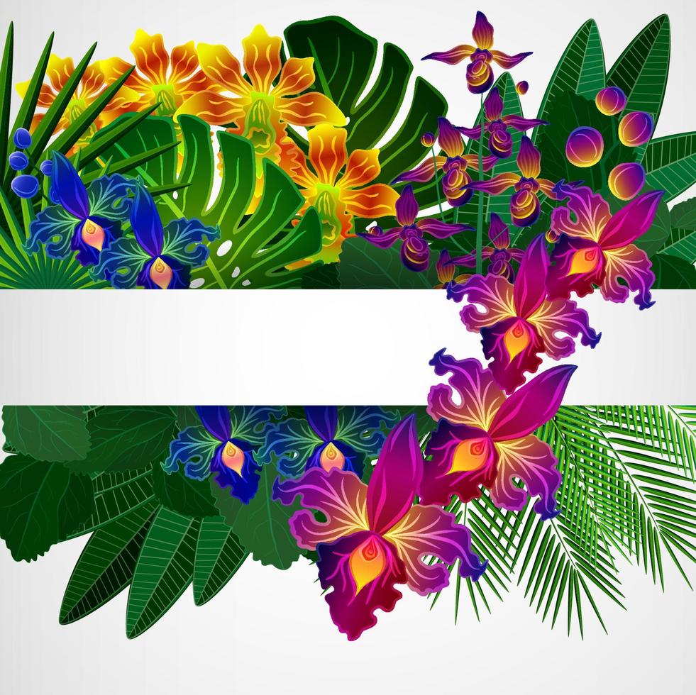 flores y hojas tropicales. fondo de diseño floral. vector