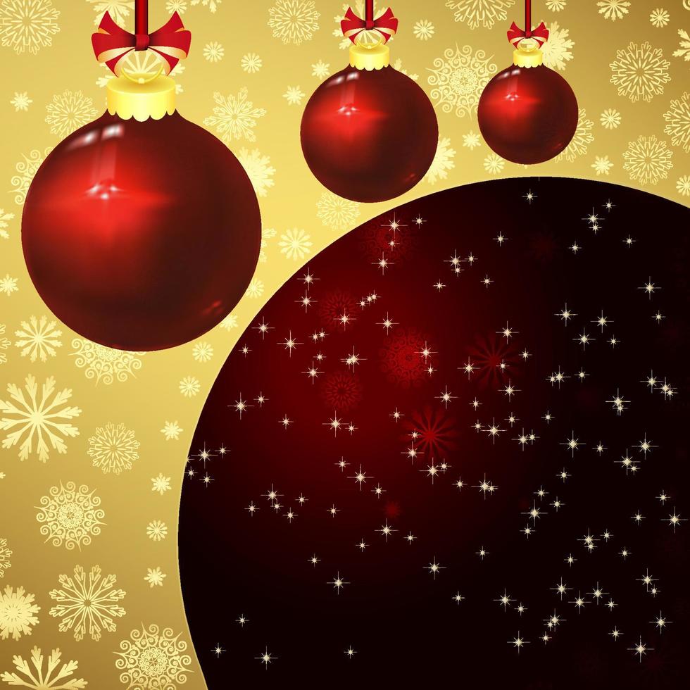 Vector christmas background with baubles on a dark red.