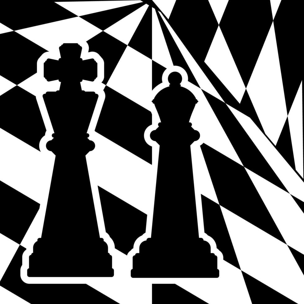 Chessboard with a chess pieces King and Queen. Traditional Christmas holiday game. vector