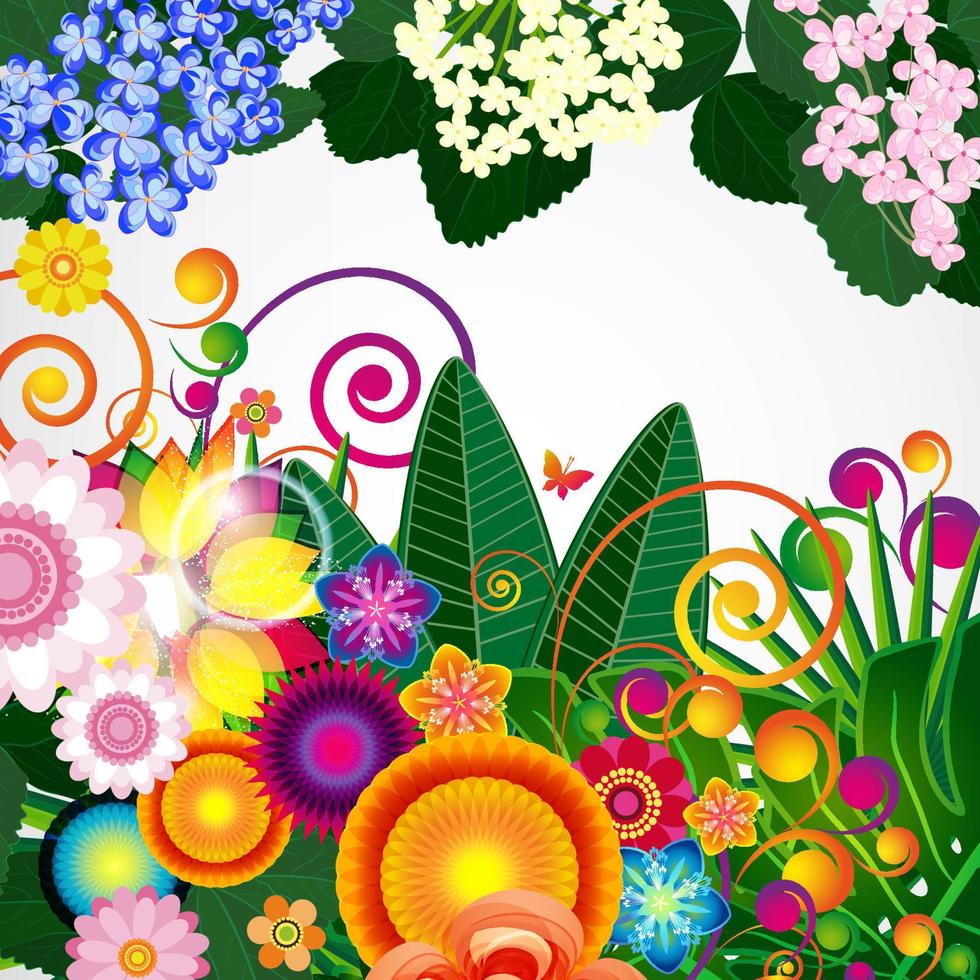 Flowers spring design background, floral pattern, vector illustration.