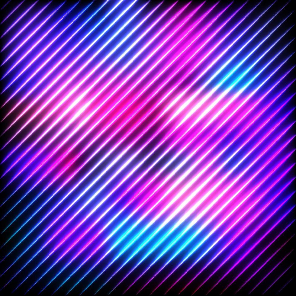 Colorful neon lines on a dark background, vector abstract illustration.